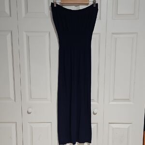🌙 Lark + Grey Strapless Smocked Maxi Dress | Navy Blue | Size S/M